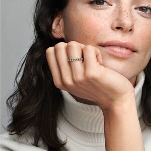 Pandora Silver and Black Stone Ring